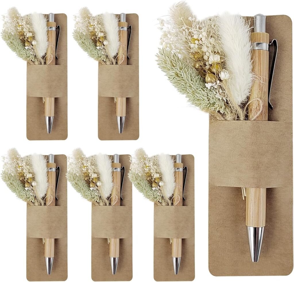 Bolígrafos de bambú sostenibles y elegantes para recuerdos de invitados.
