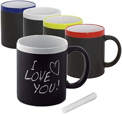 Tazas de pizarra pintables con tizas de colores para regalar a niños en enlaces.